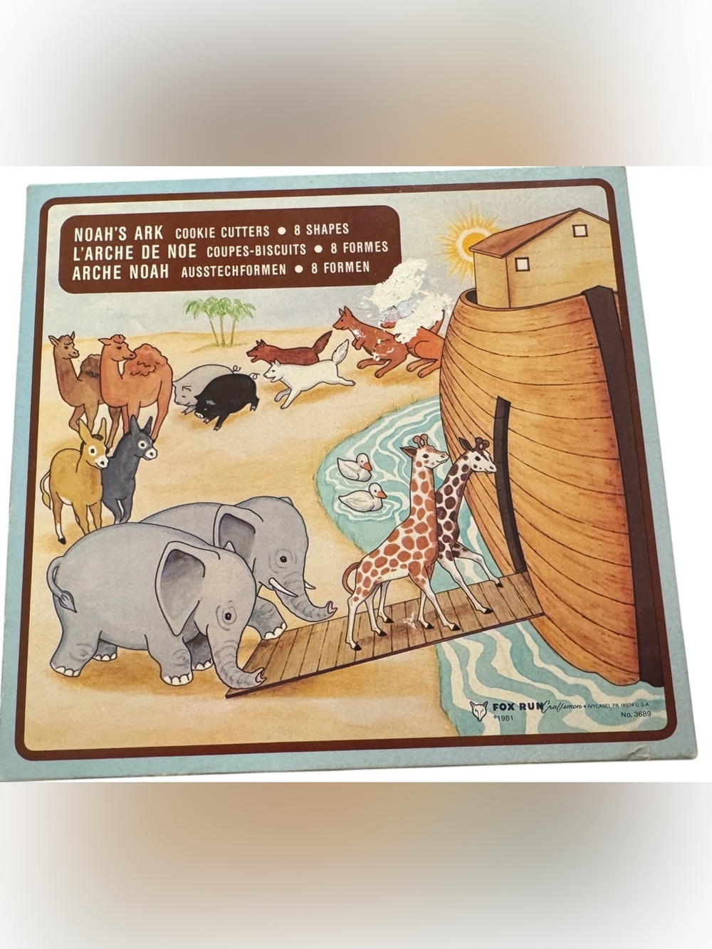 Vintage 1981 Fox Run Noah's Ark 8 Metal Animal Cookie Cutters With Original Box